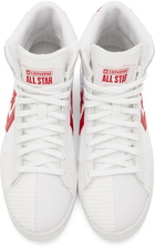 Converse White & Red Pro Leather Parquet Court Sneakers