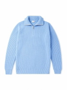 Ghiaia Cashmere - Ribbed Wool Half-Zip Sweater - Blue