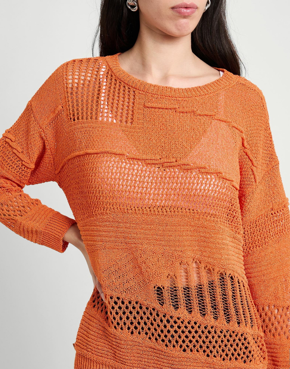 Manila Grace Womens Sweater in Orange