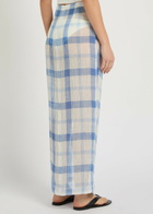 Lisa Marie Fernandez Checked Linen-blend Sarong Skirt Blue And White