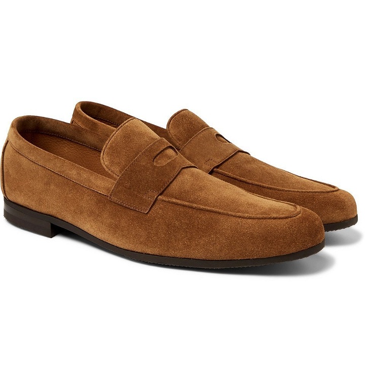 Photo: John Lobb - Thorne Suede Penny Loafers - Brown