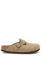 Birkenstock Boston Brushed Suede Sliders Taupe
