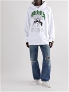Raf Simons - Oversized Distressed Printed Cotton-Jersey Hoodie - White