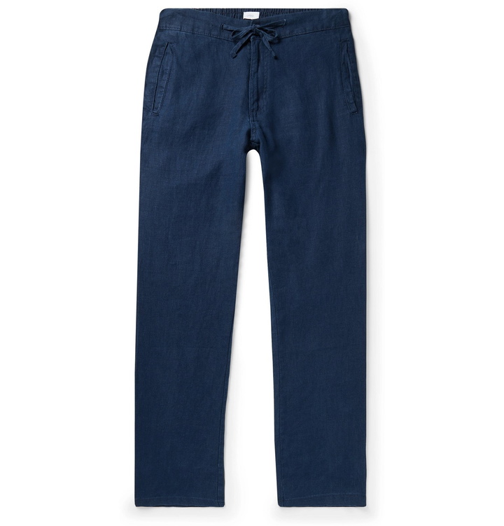 Photo: Onia - Navy Collin Slub Linen Drawstring Trousers - Blue