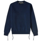 Comme des Garçons Homme Men's Lambswool Distressed Crew Knit in Navy/White