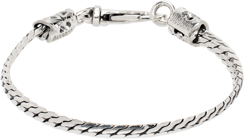 Emanuele Bicocchi Silver Herringbone Chain Bracelet Emanuele
