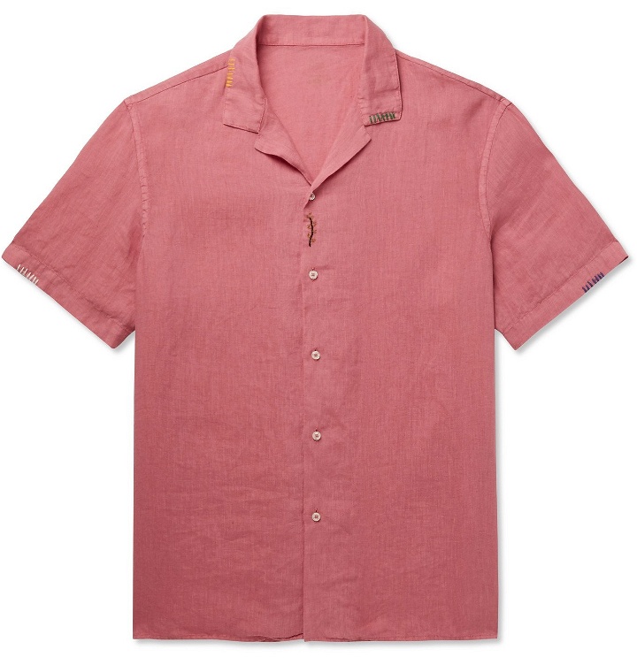 Photo: Altea - Camp-Collar Embroidered Linen Shirt - Pink