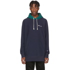 Champion Reverse Weave Navy and Green Oversized Colorblock Hoodie