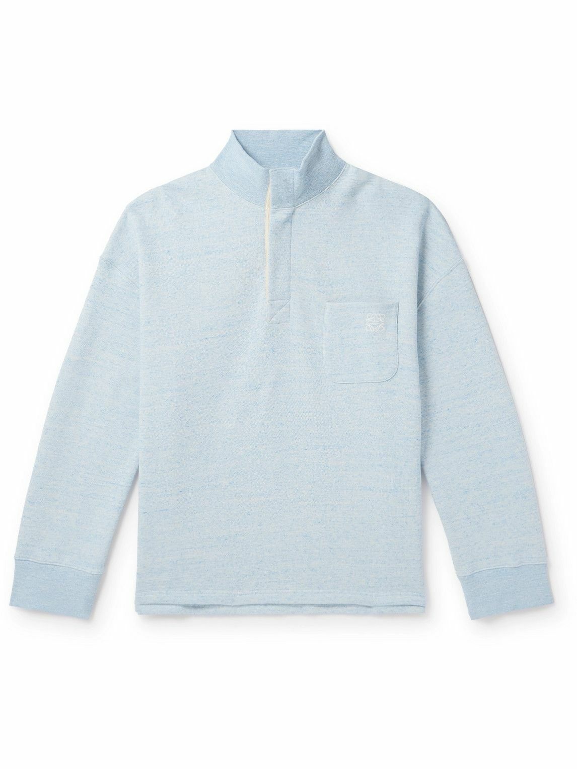 Photo: LOEWE - Logo-Embroidered Cotton-Jersey Sweatshirt - Blue