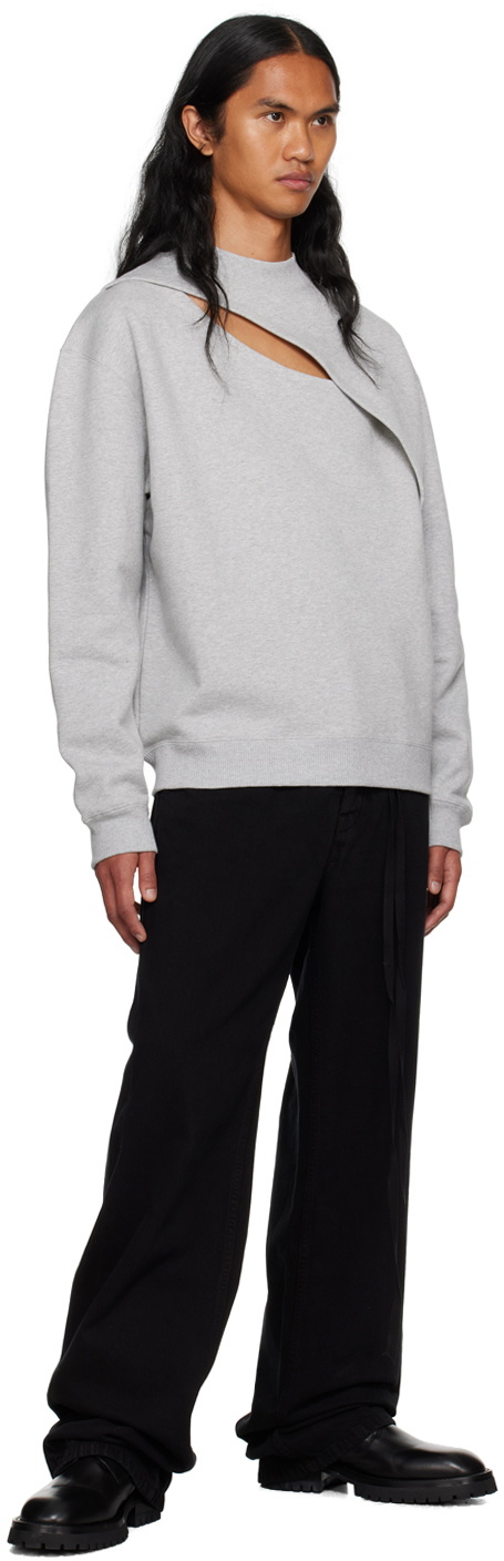 LGN Louis Gabriel Nouchi Gray Laceration Sweatshirt
