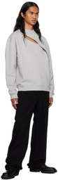 LGN Louis Gabriel Nouchi Gray Laceration Sweatshirt