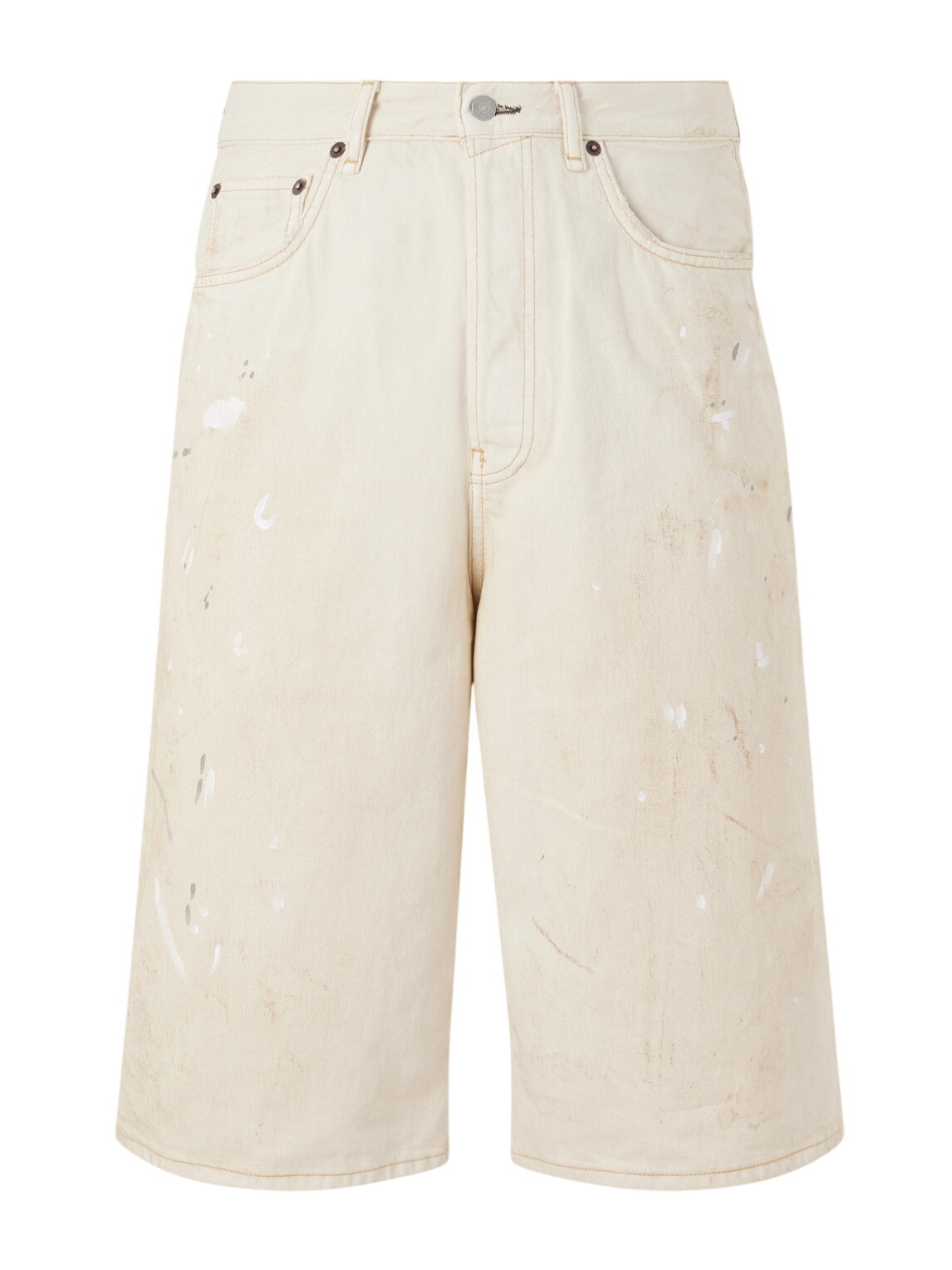 Acne Studios - Judda Straight-Leg Paint-Splattered Cotton Shorts ...
