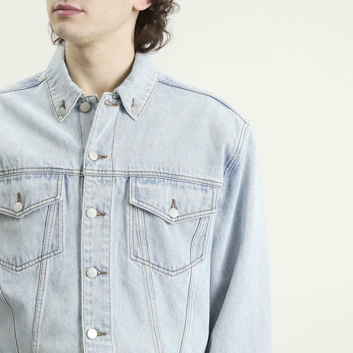 Entire Studios Men's Shrunken Denim Jacket in Old Blue