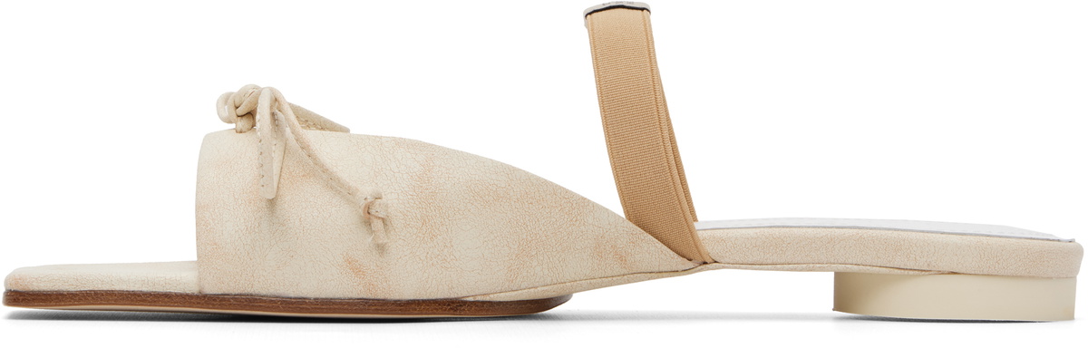 MM6 Maison Margiela Off-White Bow-Detailed Leather Slingback Sandals