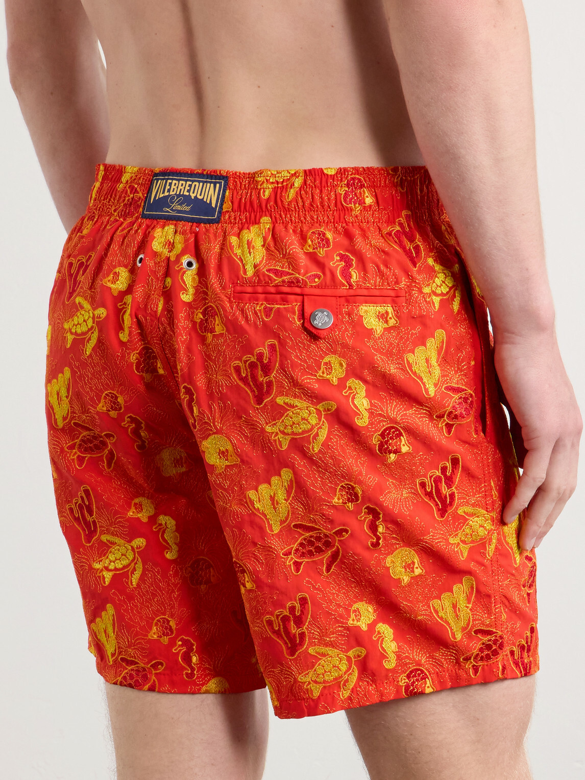 Vilebrequin - Mistral Embroidered Straight-Leg Swim Shorts - Orange
