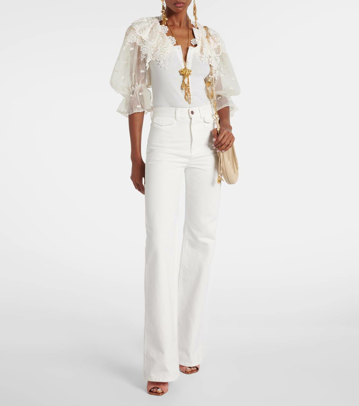 Chloé Guipure lace-trimmed cotton bodysuit