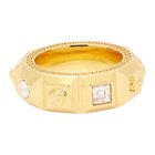 Versace Gold Crystal Palazzo Medusa Band Ring