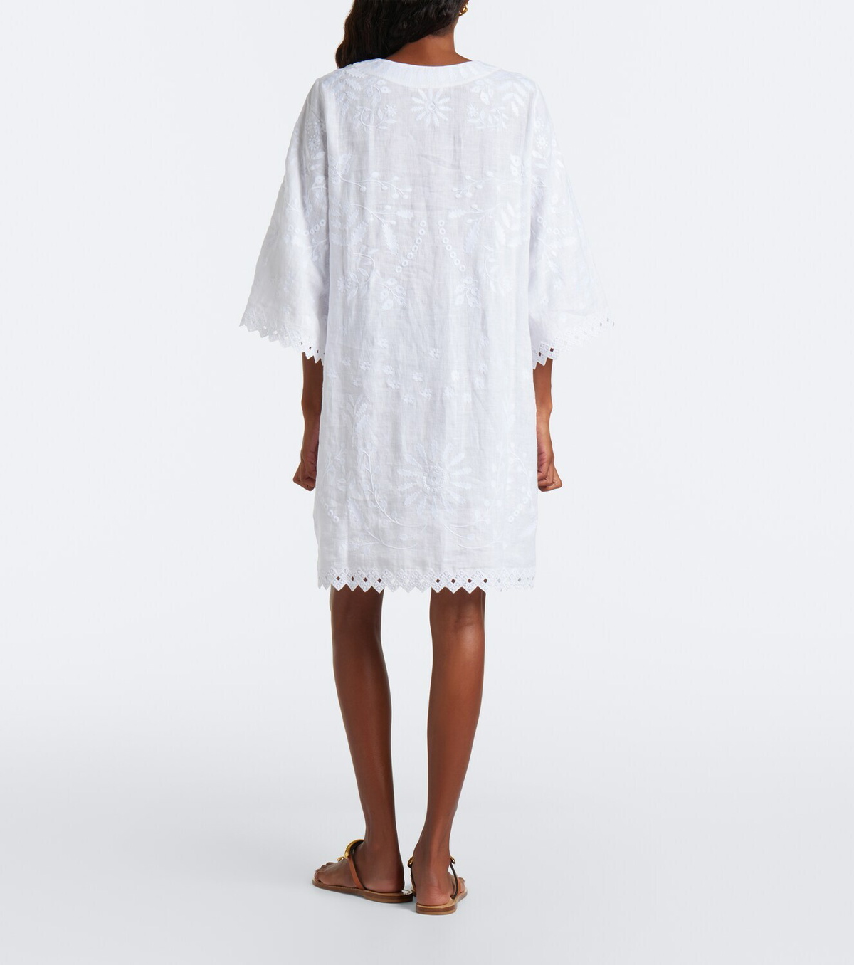 Eres Aigue-Marine embroidered linen minidress