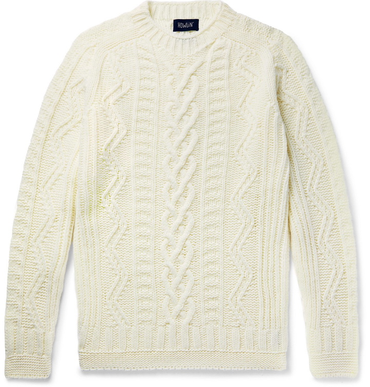 Photo: Howlin' - Super Cult Slim-Fit Cable-Knit Wool Sweater - White