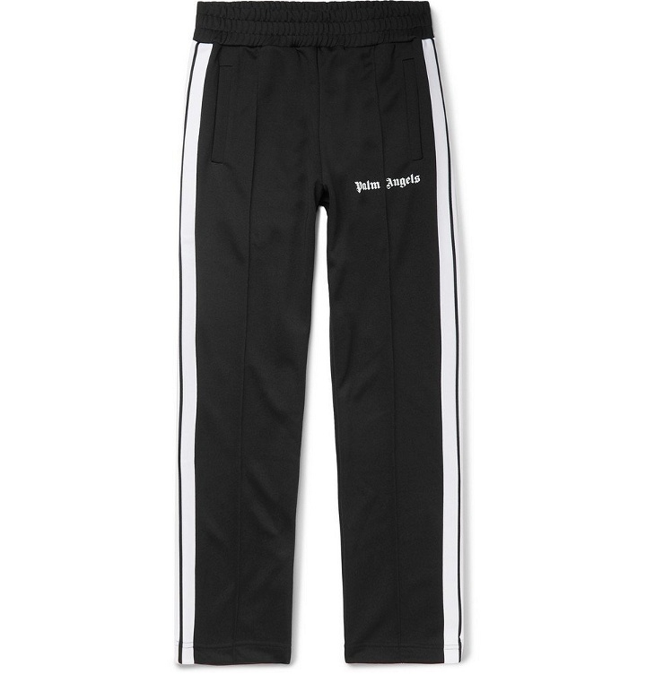 Photo: Palm Angels - Slim-Fit Logo-Print Striped Tech-Jersey Track Pants - Black