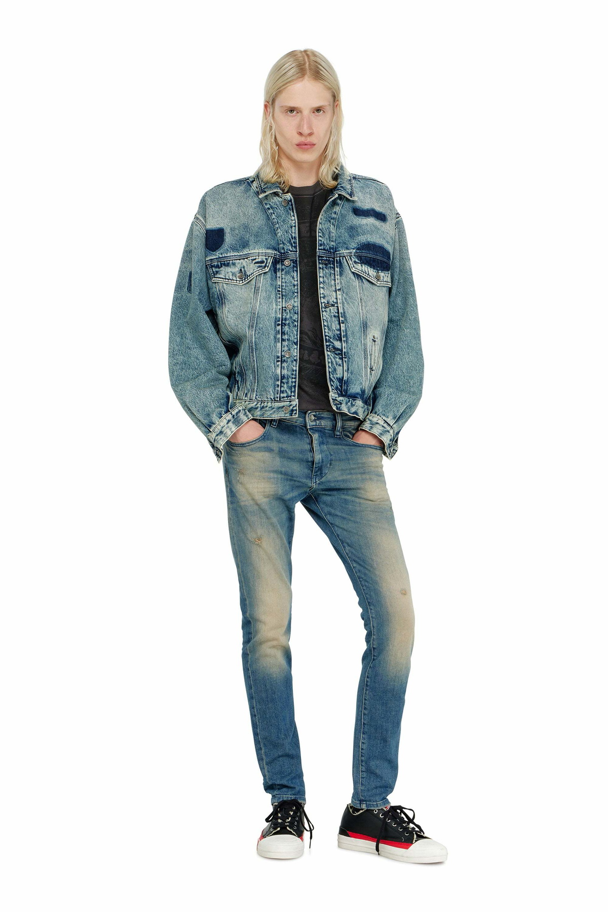 Diesel Slim Jeans Regular Waist 2019 D-Strukt, Medium blue, Zip fly