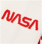 Heron Preston - NASA Logo-Jacquard Stretch Cotton-Blend Socks - White