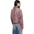 Diesel Pink Treated Leather Biker Jacket