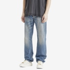 Alexander McQueen Men's Straight Leg Denim Jeans in Blue Washed