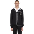 Balmain Black and White Wool Cardigan