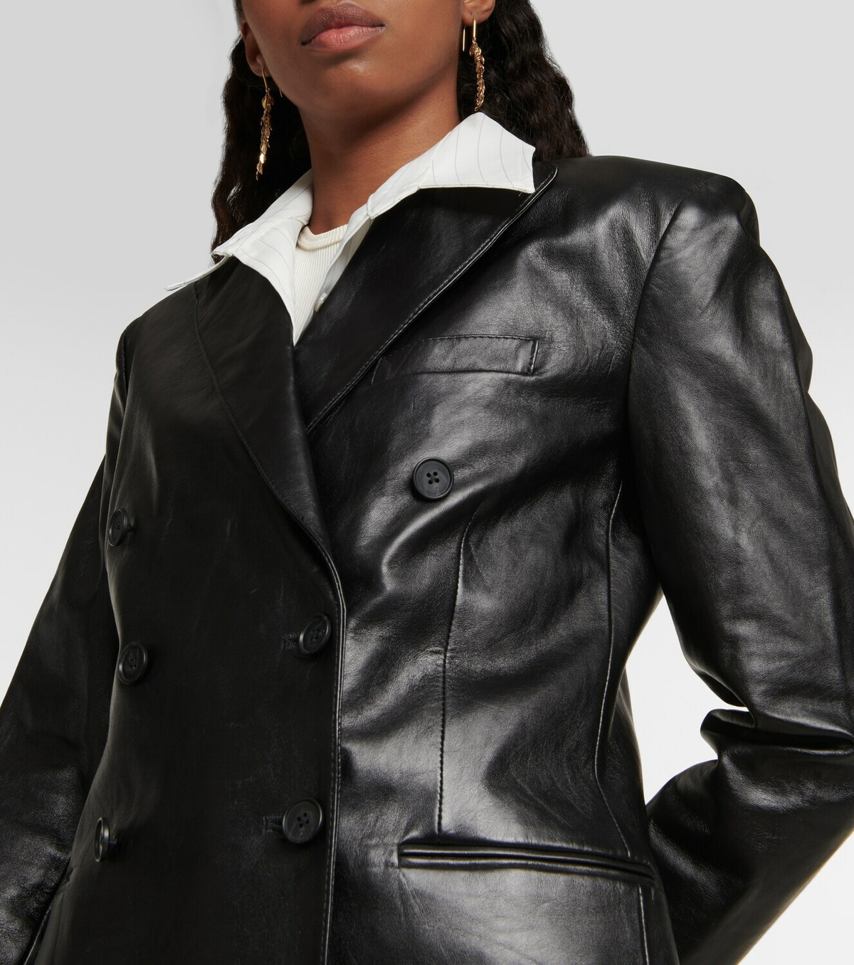 ラルフローレン Double Breasted Leather Car Coat Leather Car Coat