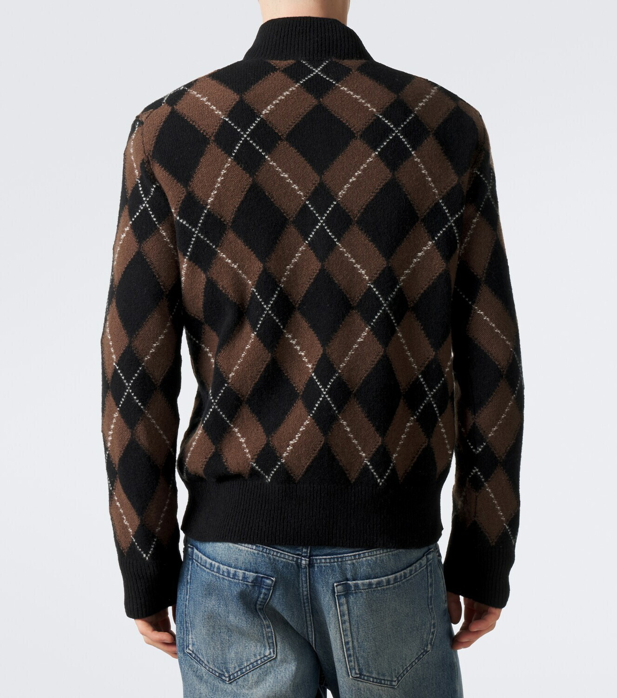 Ami Paris Argyle virgin wool half-zip sweater