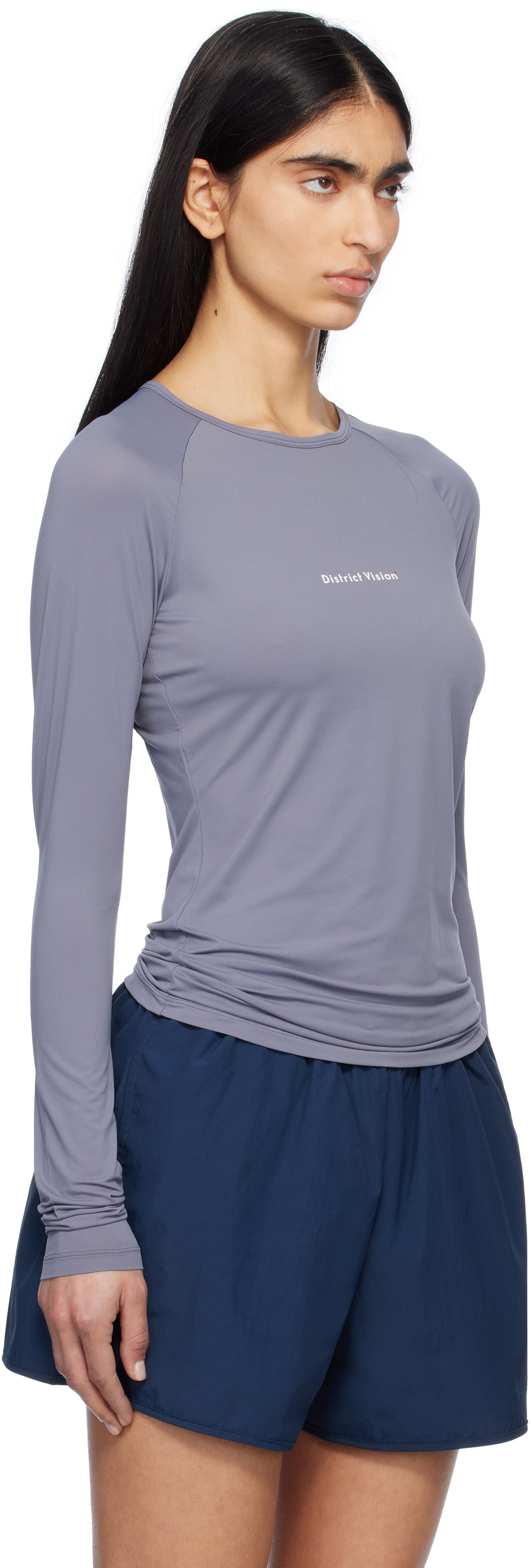 District Vision Gray Aloe Long Sleeve Fitted Sport T-shirt