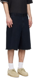 Solid Homme Black Stripe Denim Bermuda Shorts