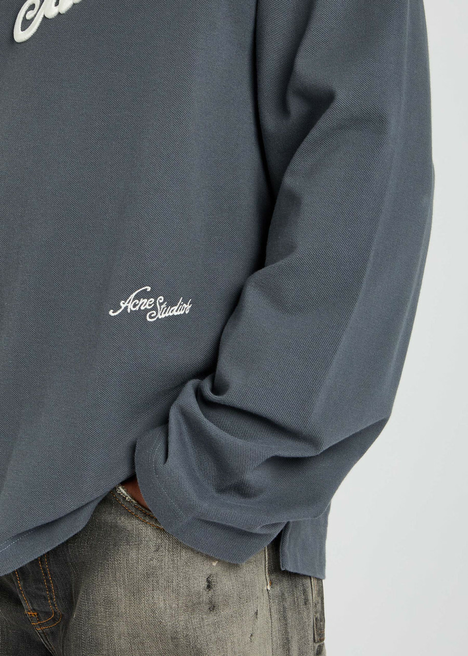 Acne Studios Logo-appliqué Cotton Piqué T-shirt Grey Acne Studios