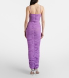 David Koma Floral-appliqué ruched cocktail dress