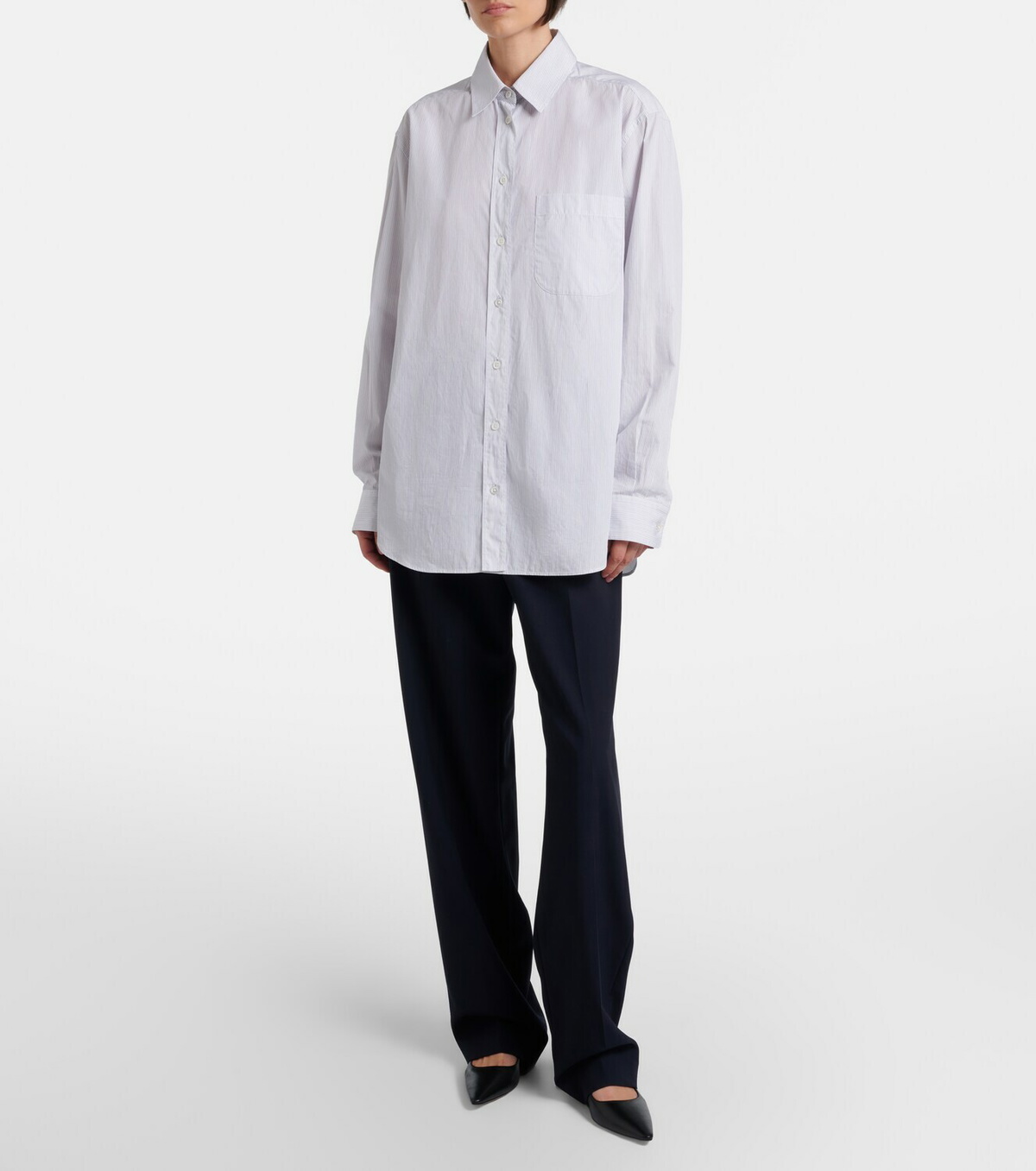 The Row Gavina pinstriped cotton poplin shirt