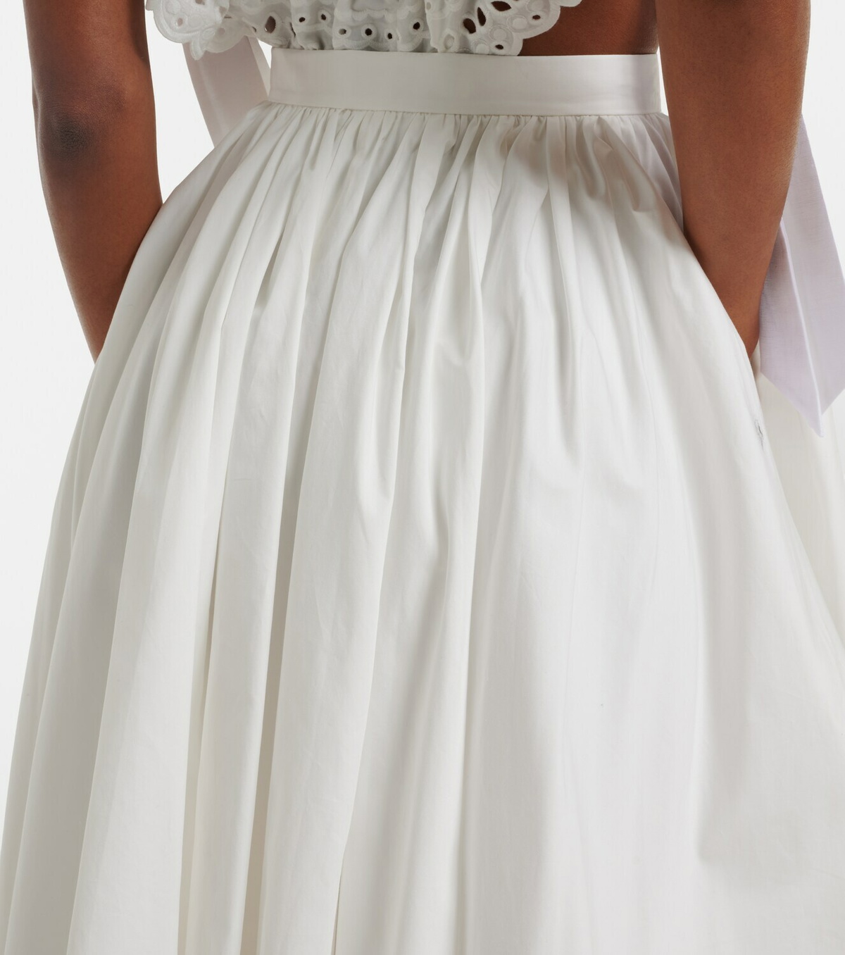 Self-Portrait Cotton poplin midi skirt