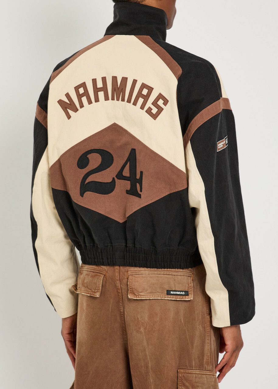 Nahmias Appliquéd Canvas Bomber Jacket Black