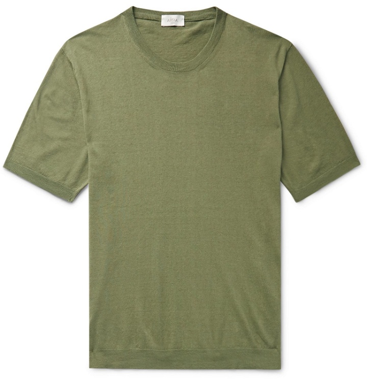 Photo: Altea - Linen and Cotton-Blend Sweater - Green
