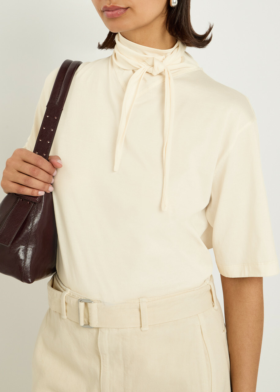 Lemaire Foulard-neck Cotton T-shirt Cream