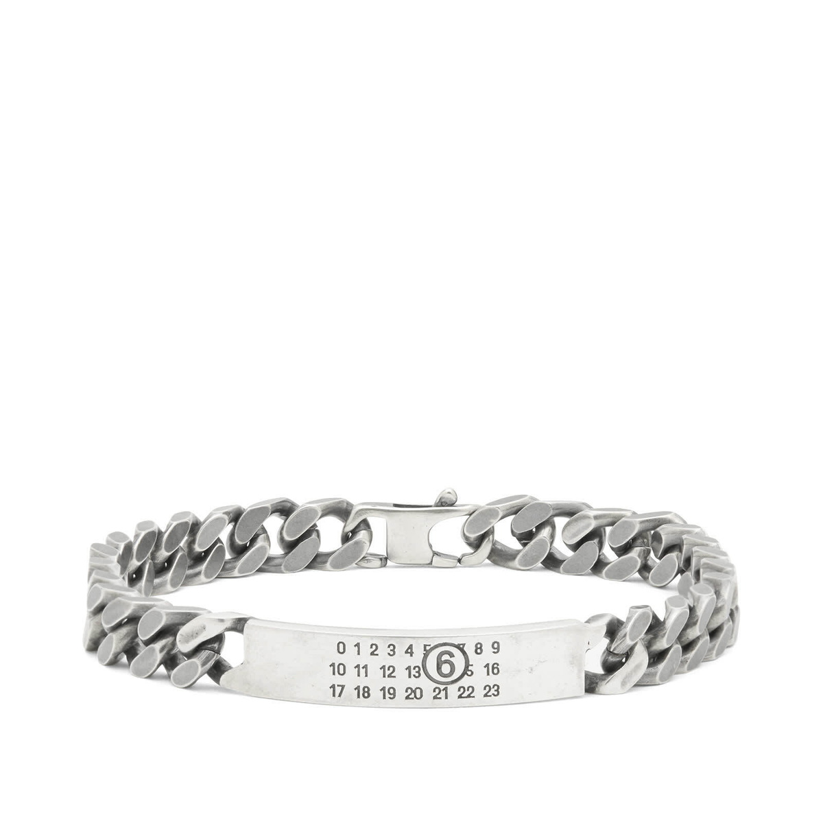 MM6 Maison Margiela Men's Number Logo Cuff in Polished Silver