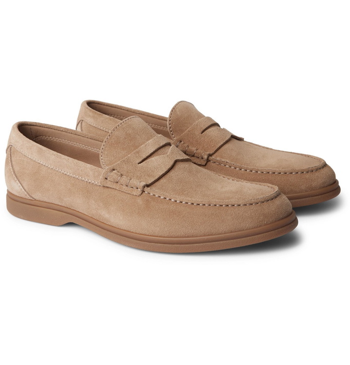 Photo: Brunello Cucinelli - Suede Penny Loafers - Neutrals