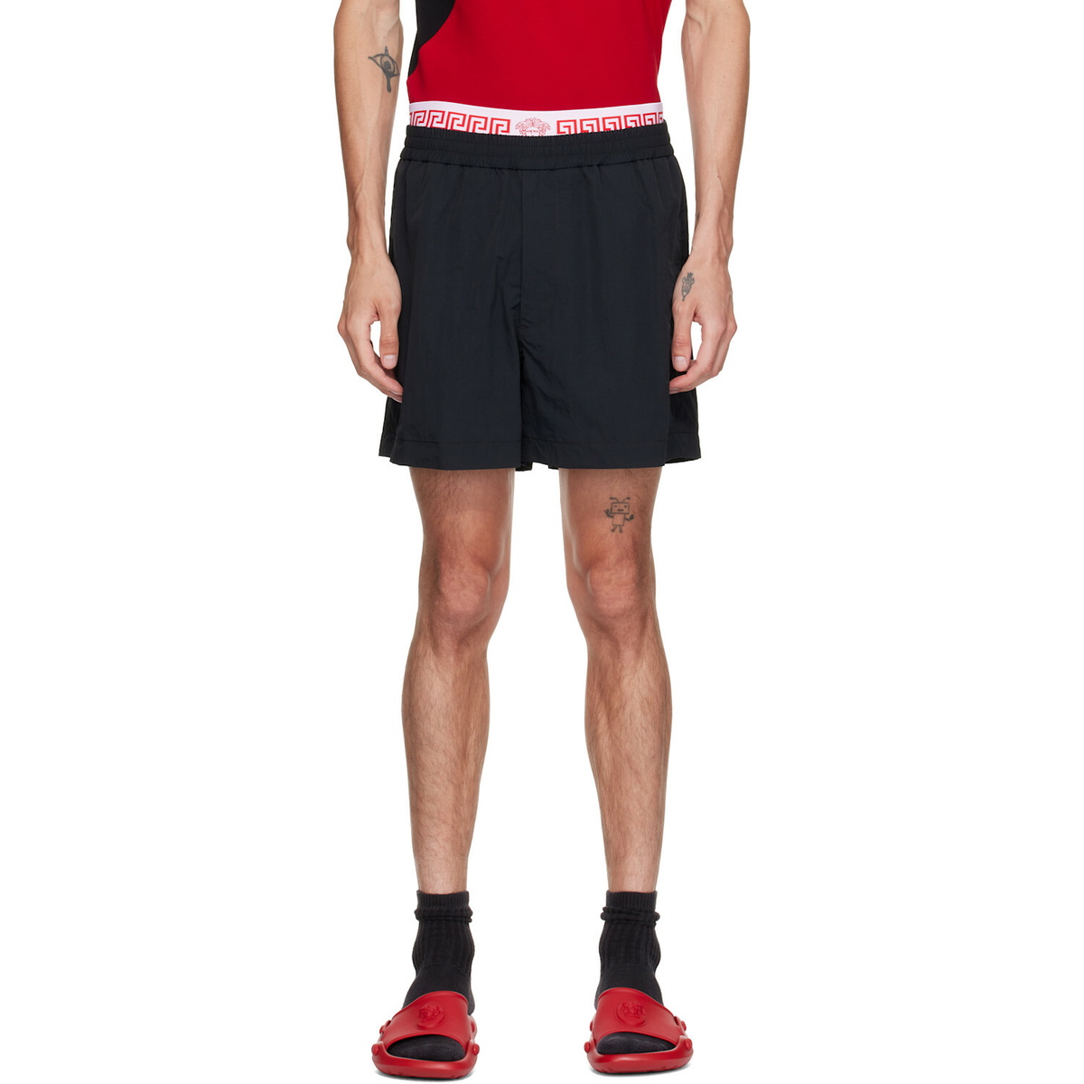 Versace Black Soft Wrinkled Shorts