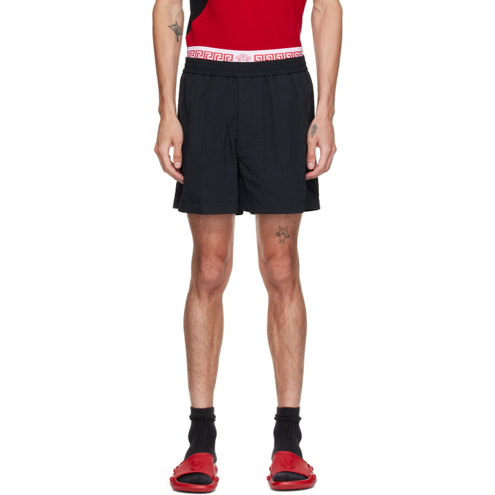Photo: Versace Black Soft Wrinkled Shorts