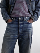 Junya Watanabe - Distressed Paint-Splattered Flared Jeans - Blue