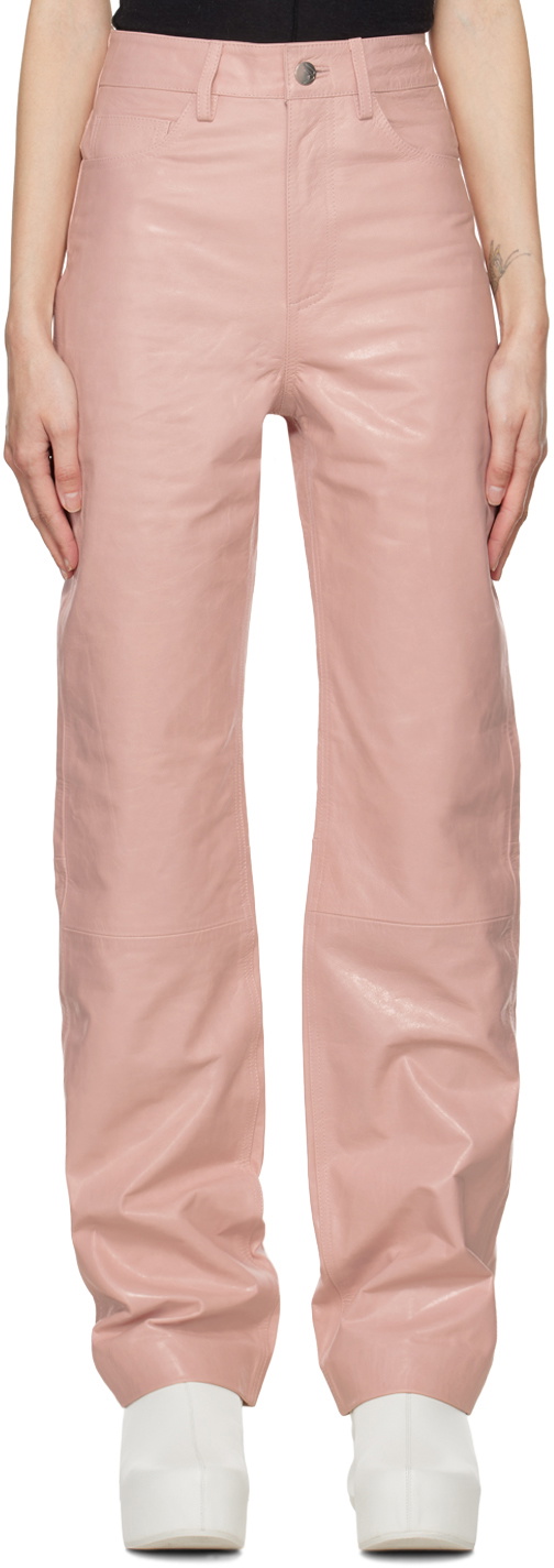 REMAIN Birger Christensen Pink Lynn Leather Trousers REMAIN Birger ...