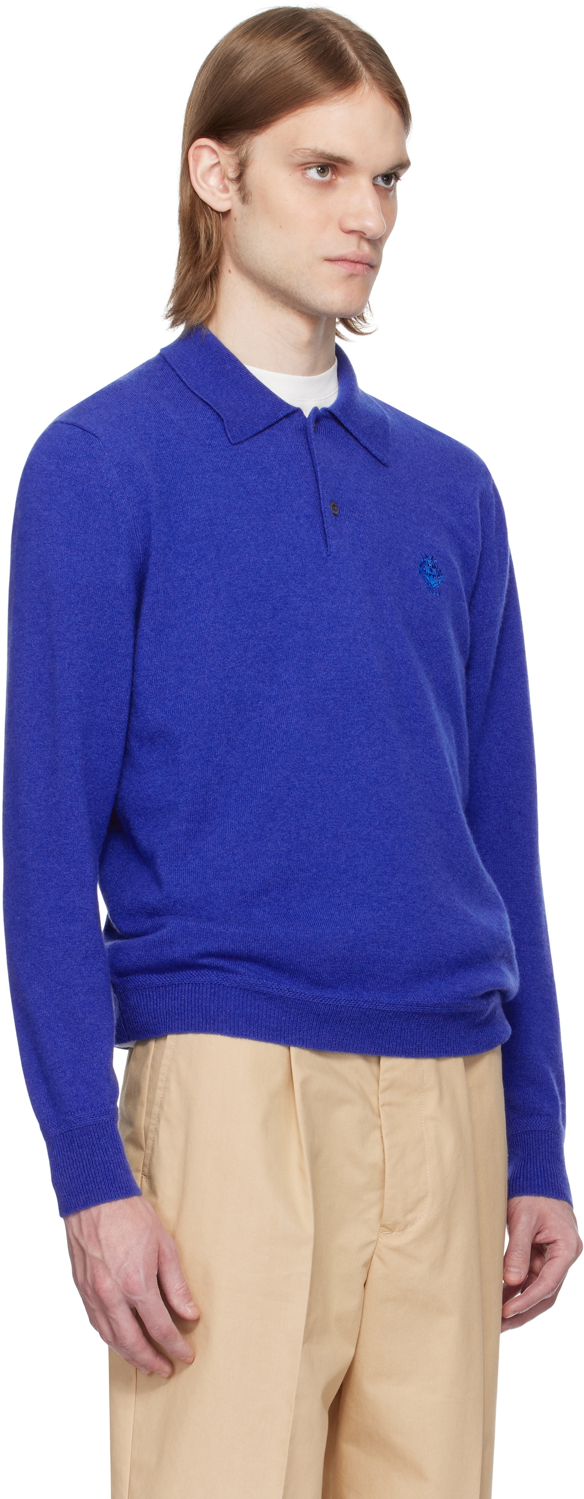 Bally Blue Knit Cashmere Polo