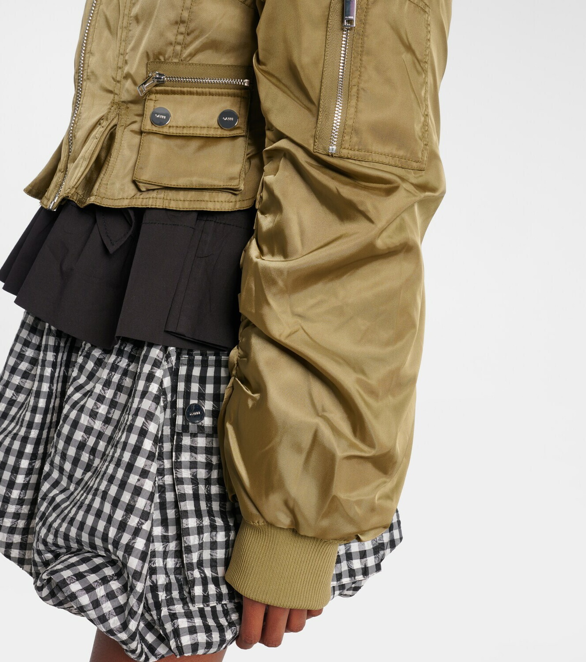 Ganni Cropped ruched bomber jacket
