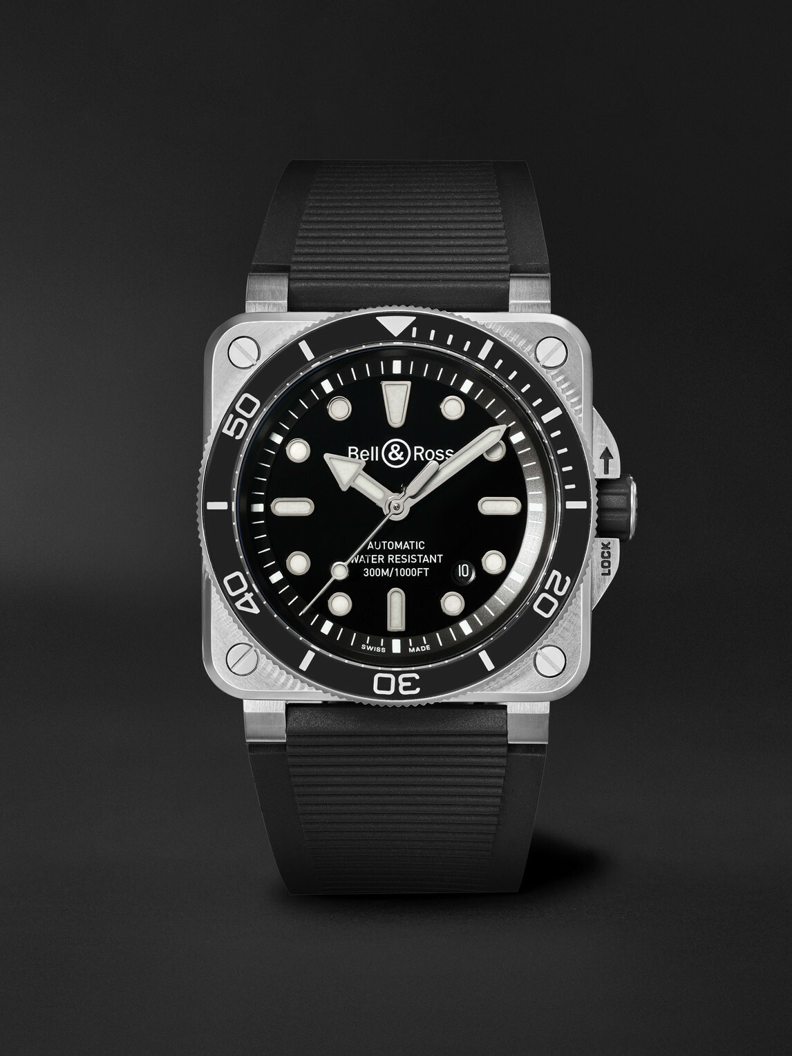 Bell & Ross - BR-03 Diver Automatic Stainless Steel Watch, Ref. BR03A-D-BL-ST/SRB