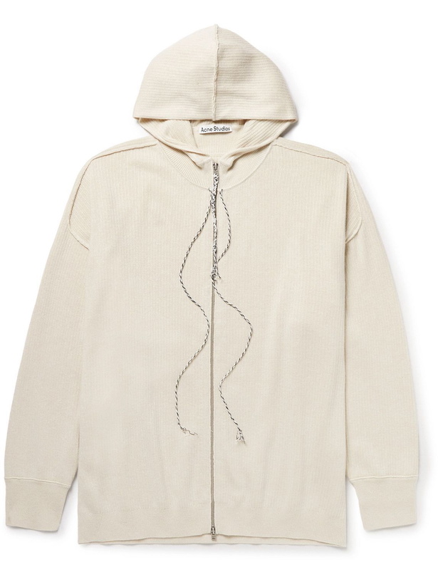 Photo: Acne Studios - Kobano Ribbed-Knit Hoodie - Neutrals